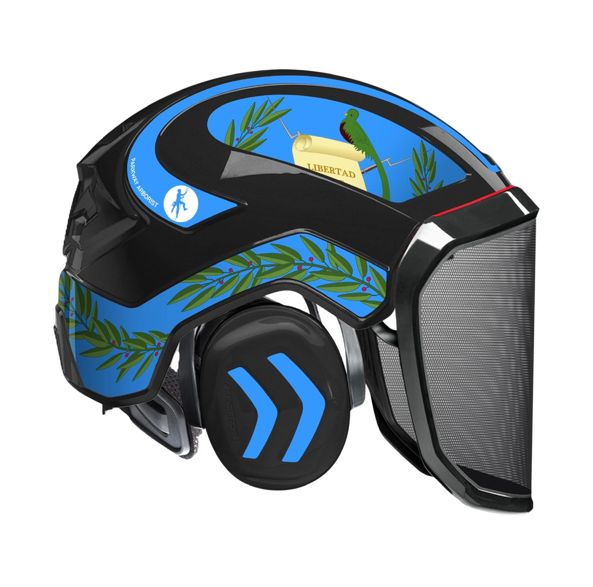 Protos SPECIAL EDITION Guatemalan Flag 1 Helmet w/ Aztec Calendar Mesh Face Shield