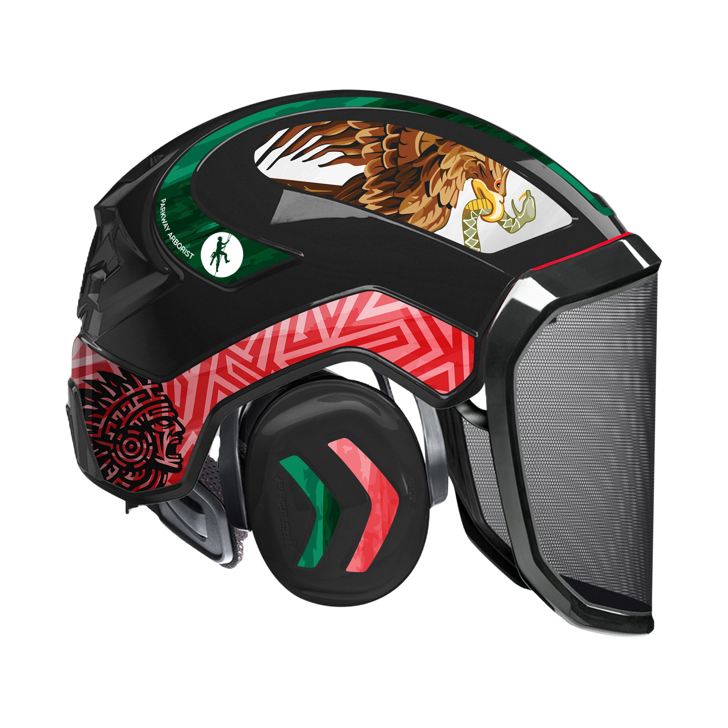 aztec motorcycle helmets Protos SPECIAL EDITION Mexican Flag 2 Helmet – Parkway Arborist & Landscape Supplies