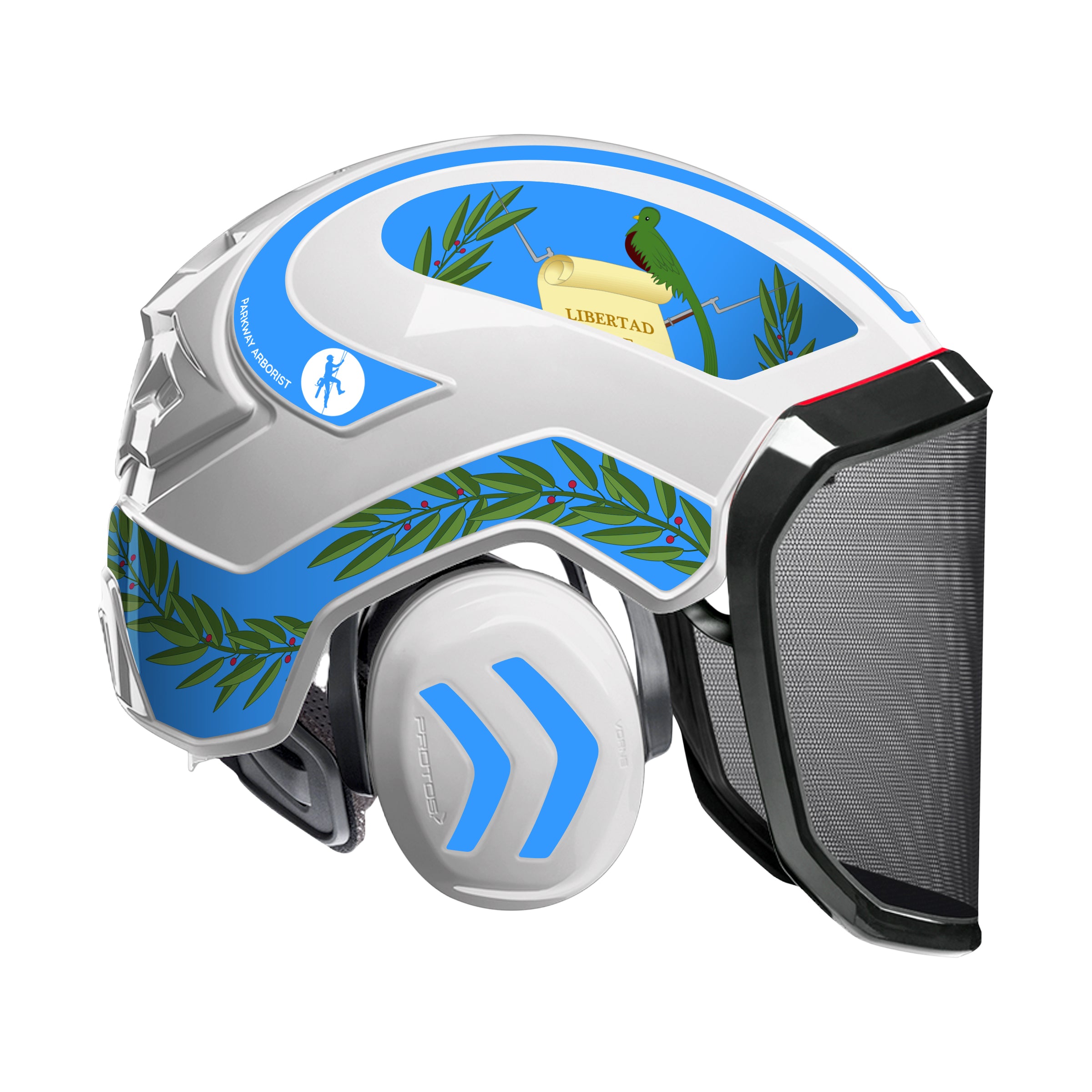 Protos SPECIAL EDITION Guatemalan Flag 1 Helmet w/ Aztec Calendar Mesh Face Shield