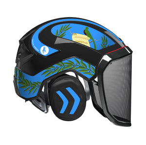 Protos SPECIAL EDITION Guatemalan Flag 1 Helmet w/ Aztec Calendar Mesh Face Shield