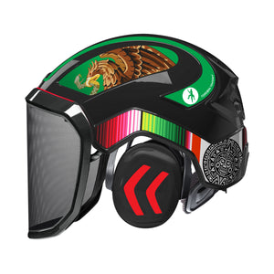 Protos SPECIAL EDITION Mexican Flag 1 Helmet w/ Aztec Calendar Mesh Face Shield