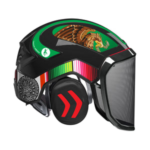 Protos SPECIAL EDITION Mexican Flag 1 Helmet w/ Aztec Calendar Mesh Face Shield